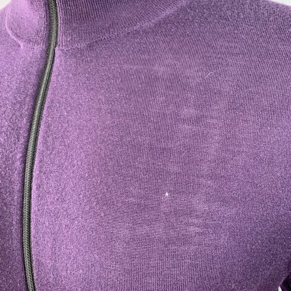 PAUL SMITH Size M Purple Merino Wool Zip Up Cardigan - Picture 4 of 8